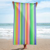 Elegant striped bath towel in soft, luxurious fabric for bathroom
